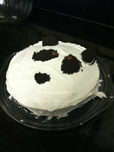 I loved this cake--crushed oreos for the eyes!  "Adorbs" is what my daughter said!